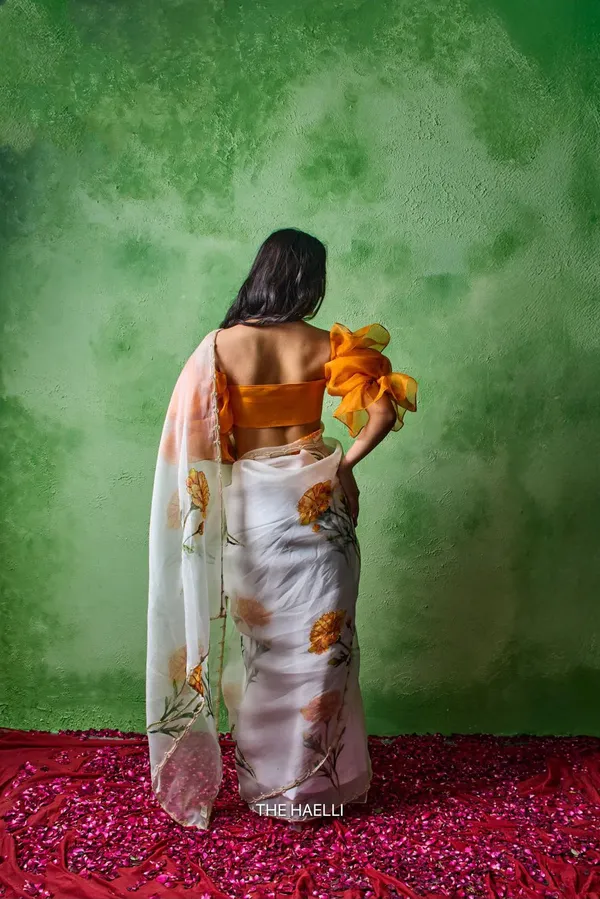 White_And_Yellow_Tabby_Organza_Saree_For_Women