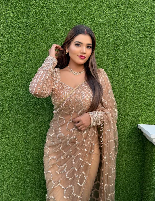 Gold_Soft_Net_Saree_For_Women