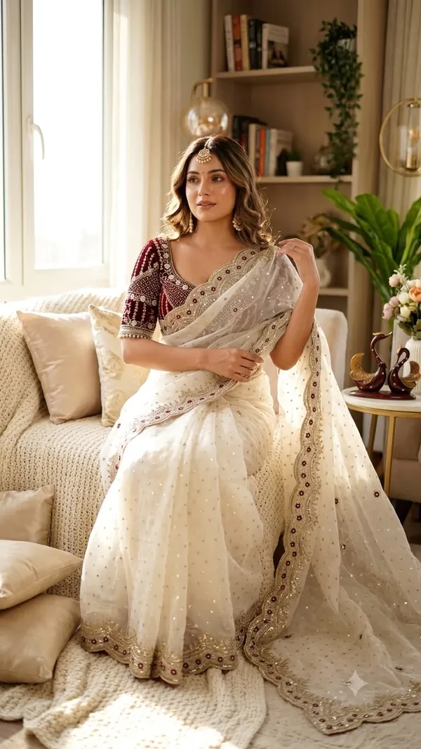 White_Zari_Butti_Saree_For_Women