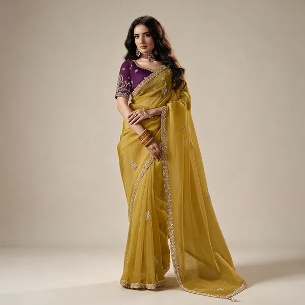 Yellow_Tissue_Organza_Saree_For_Women