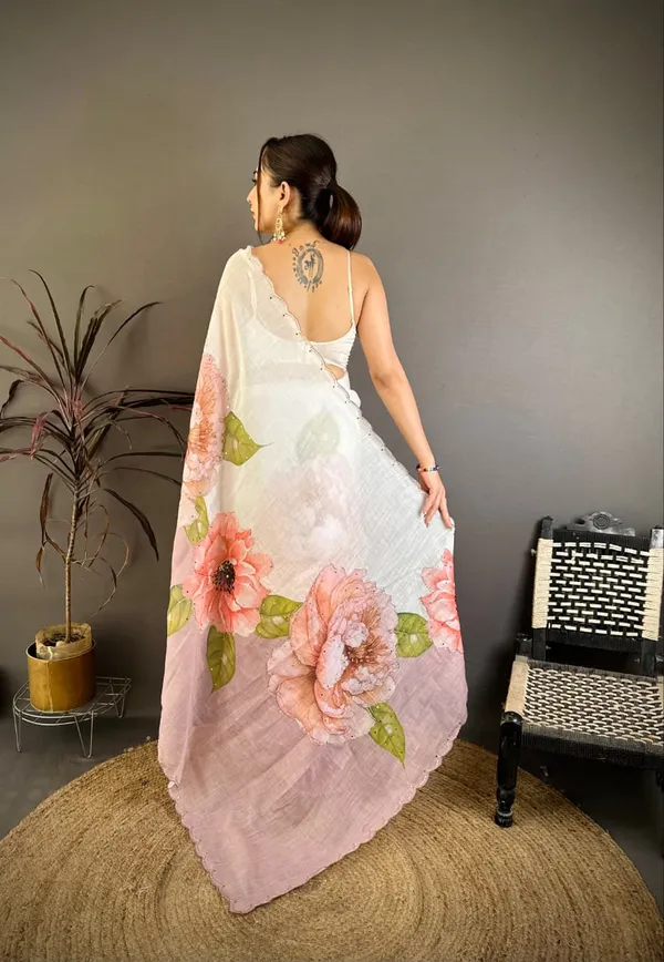 White_Linen_Saree_For_Women