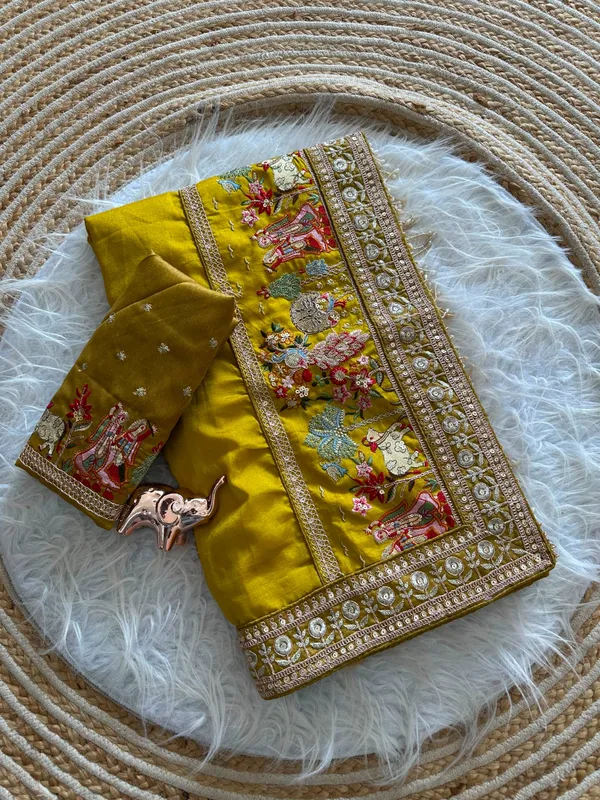 Mustard_Yellow_Vichitra_Silk_Saree_For_Women