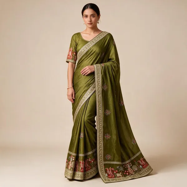Mehendi_Vichitra_Silk_Saree_For_Women