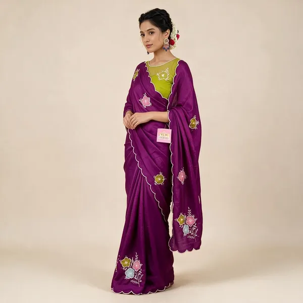 Wine_Chiffon_Saree_For_Women