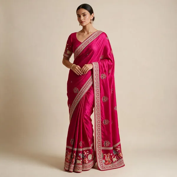 Pink_Vichitra_Silk_Saree_For_Women