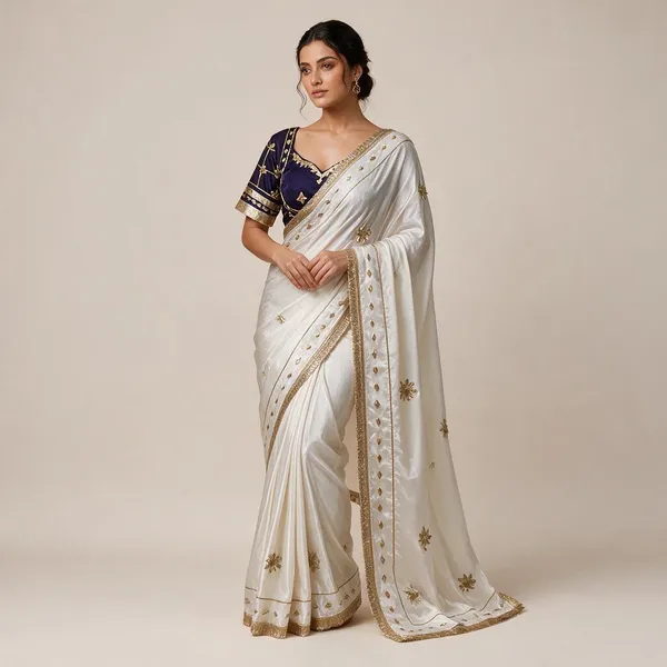 White_Crepe_Silk_Saree_For_Women