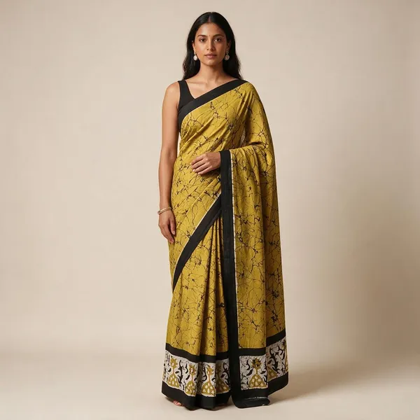 Yellow_Mulmul_Cotton_Saree_For_Women