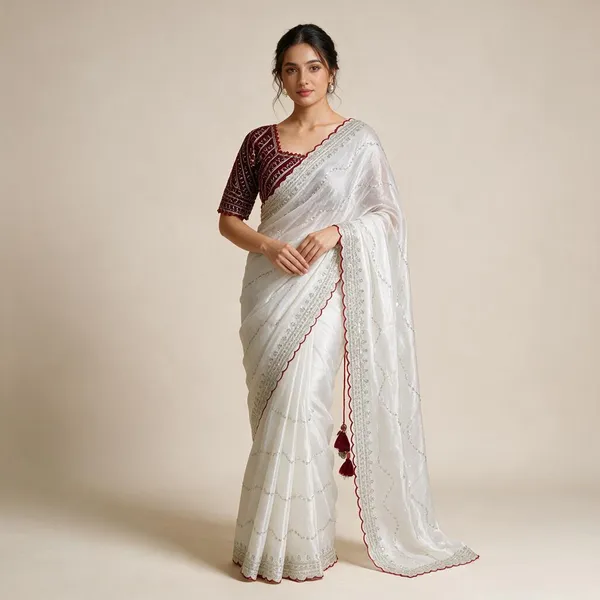 White_Zimmy_Choo_Saree_For_Women
