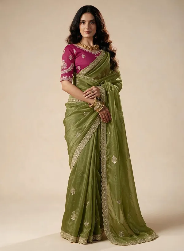 Mehendi_Tissue_Organza_Saree_For_Women