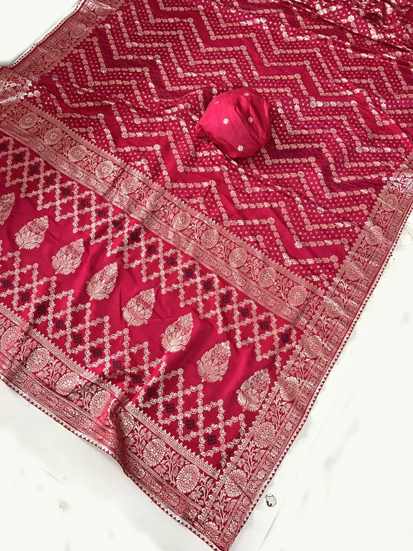 Dola_Silk_Saree_With_All_Over_Zari_Weaving,_Saree_Border,_Paipin_&_Samosa_Lace_Border
