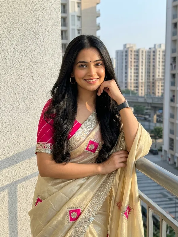 Pure_Cosmos_Tissue_Silk_Saree_with_Jaipuri-Inspired_Gota_Patti,_Leheriya_Patch_&_Elegant_Frill_Lace_Border
