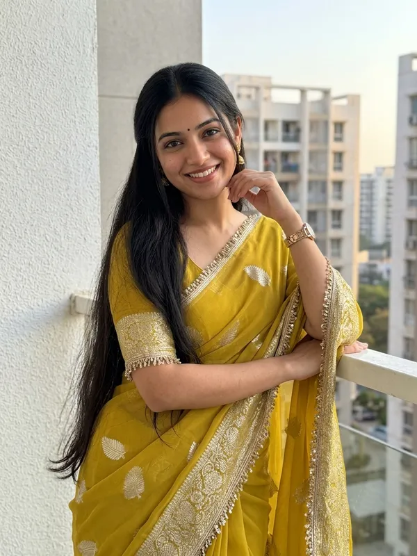 Pure_Viscose_Georgette_Saree_with_Leaf_Jacquard_Design,_Sequin_Lace_Border_&_Running_Blouse_with_Lace