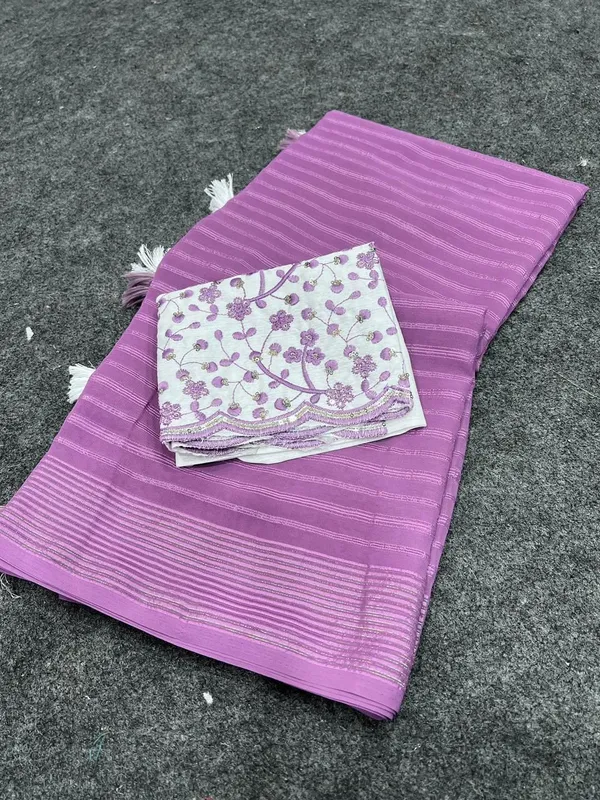 Striped,_Embellished,_Solid/Plain_Daily_Wear_Georgette_Saree_(Purple)