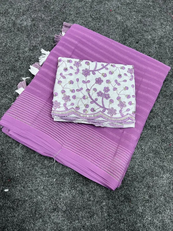 Striped,_Embellished,_Solid/Plain_Daily_Wear_Georgette_Saree_(Purple)
