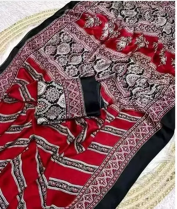 Printed,_Striped_Kanjivaram_Crepe_Saree_(Red)