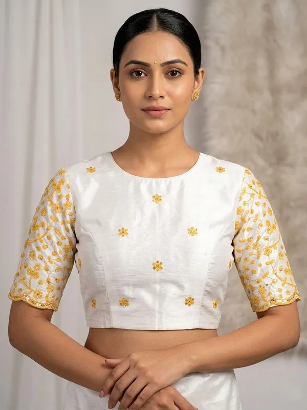 Embellished,_Solid/Plain,_Striped_Daily_Wear_Chiffon_Saree_(Yellow)