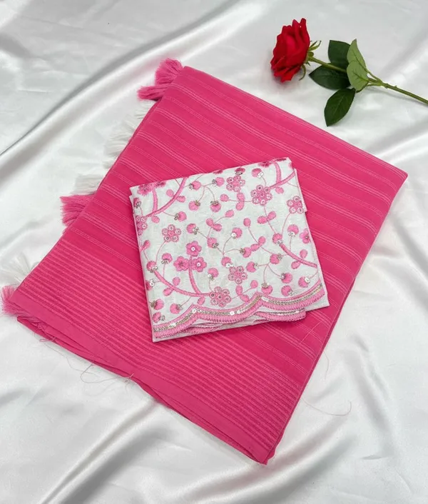 Embellished,_Solid/Plain,_Striped_Daily_Wear_Chiffon_Saree_(Pink)