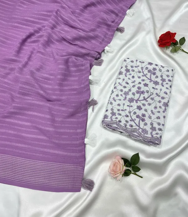 Embellished,_Solid/Plain,_Striped_Daily_Wear_Chiffon_Saree_(Purple)