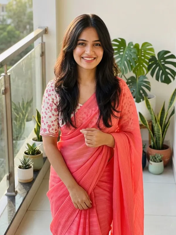 Embellished,_Solid/Plain,_Striped_Daily_Wear_Chiffon_Saree_(Pink)