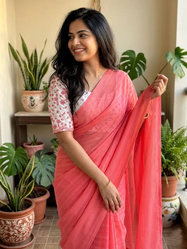Embellished,_Solid/Plain,_Striped_Daily_Wear_Chiffon_Saree_(Pink)