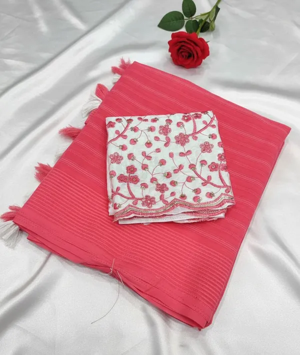 Embellished,_Solid/Plain,_Striped_Daily_Wear_Chiffon_Saree_(Pink)