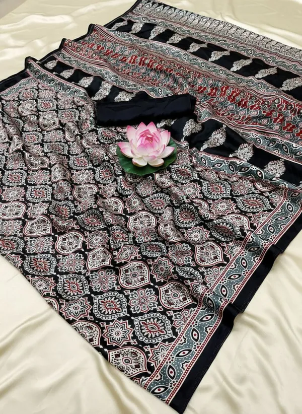 Geometric_Print,_Printed,_Blocked_Printed_Assam_Silk_Crepe_Saree_(Black)