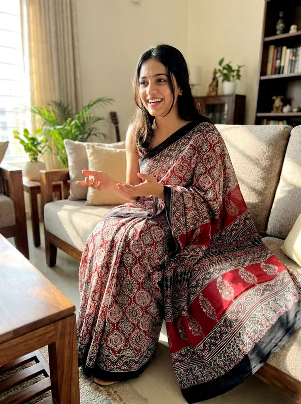 Geometric_Print,_Printed,_Blocked_Printed_Assam_Silk_Crepe_Saree_(Red)