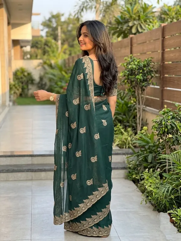Embellished,_Embroidered,_Striped,_Woven_Bollywood_Chiffon_Saree_(Green)