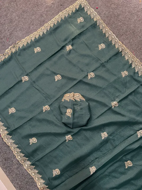 Embellished,_Embroidered,_Striped,_Woven_Bollywood_Chiffon_Saree_(Green)