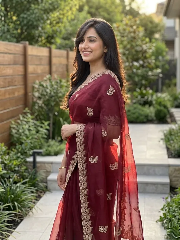 Embellished,_Embroidered,_Striped,_Woven_Bollywood_Chiffon_Saree_(Maroon)