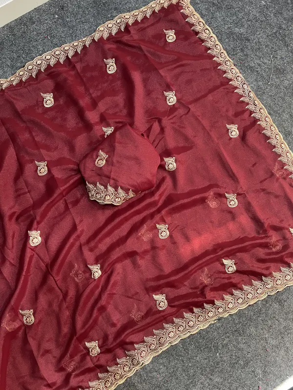 Embellished,_Embroidered,_Striped,_Woven_Bollywood_Chiffon_Saree_(Maroon)