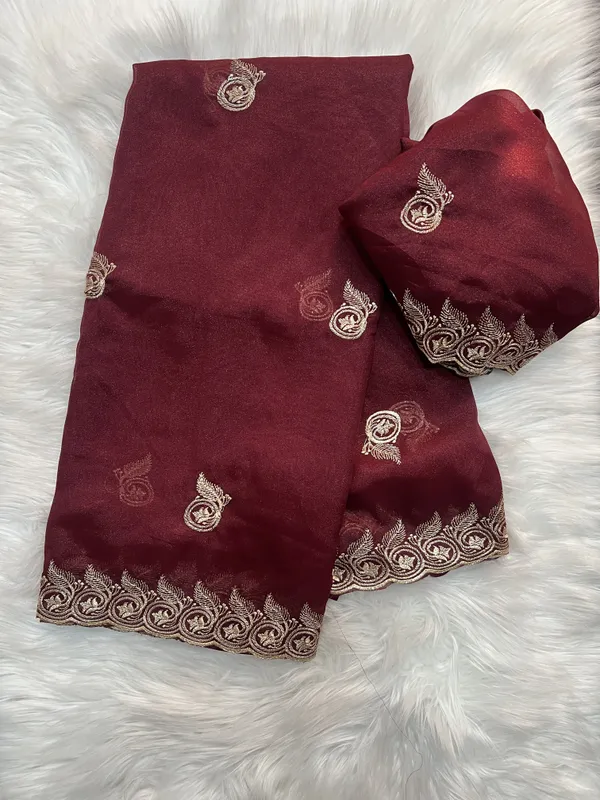 Embellished,_Embroidered,_Striped,_Woven_Bollywood_Chiffon_Saree_(Maroon)