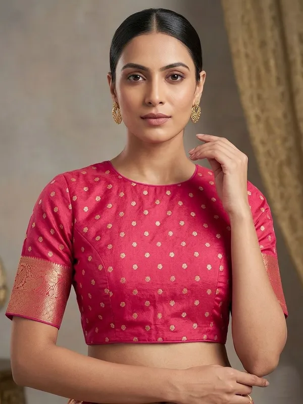 Floral_Print_Banarasi_Art_Silk_Saree_(Pink)