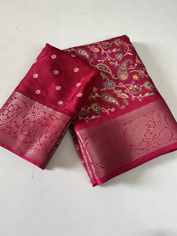 Floral_Print_Banarasi_Art_Silk_Saree_(Pink)