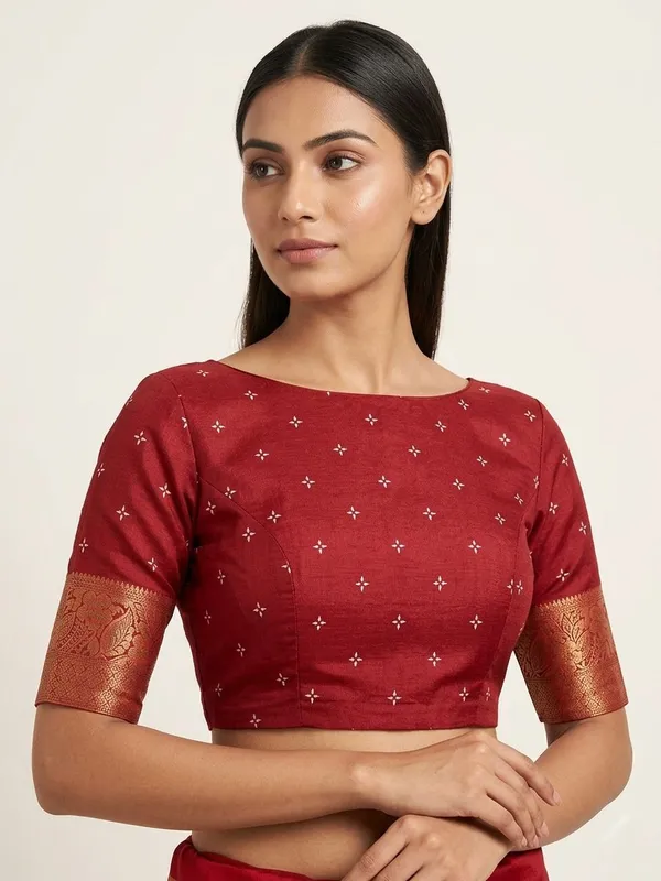 Geometric_Print_Mysore_Art_Silk_Saree_(Maroon)