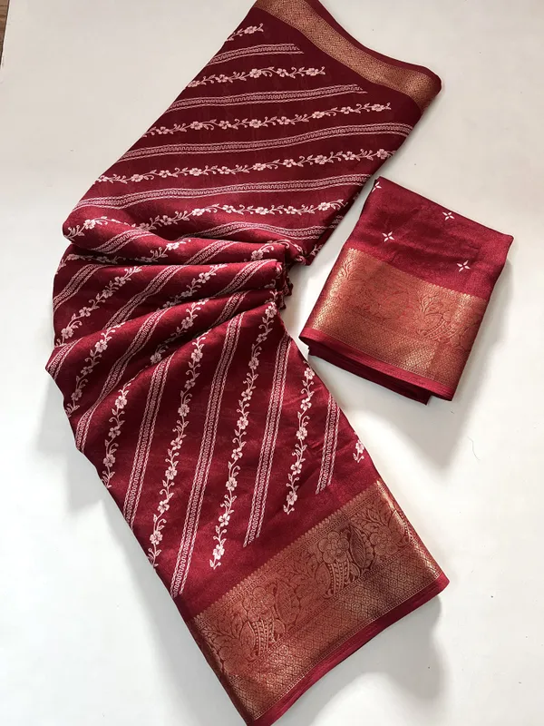 Geometric_Print_Mysore_Art_Silk_Saree_(Maroon)