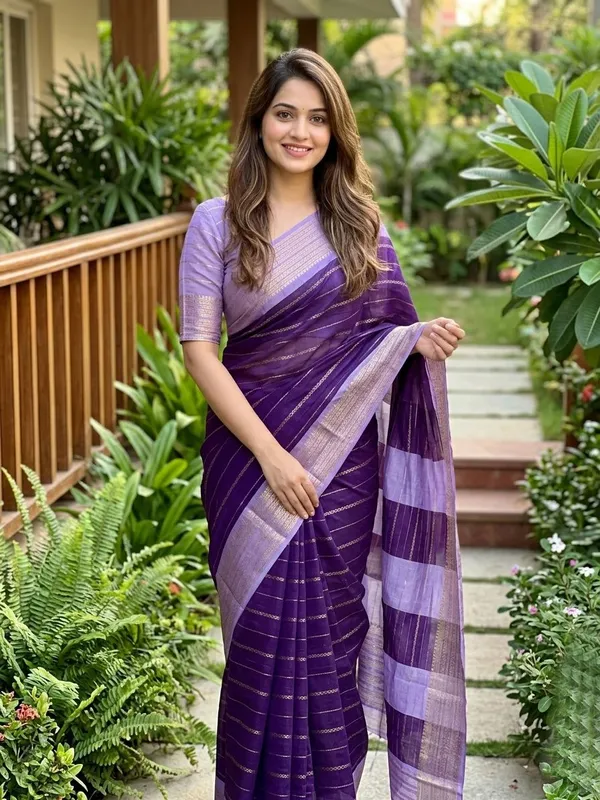 Striped_Mysore_Silk_Blend_Saree_(Purple)