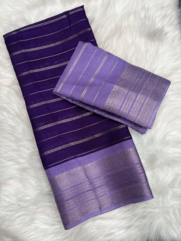 Striped_Mysore_Silk_Blend_Saree_(Purple)