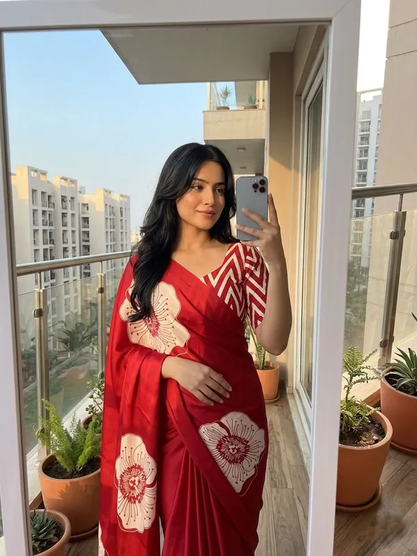 Floral_Print,_Printed_Daily_Wear_Crepe_Saree_(Red)