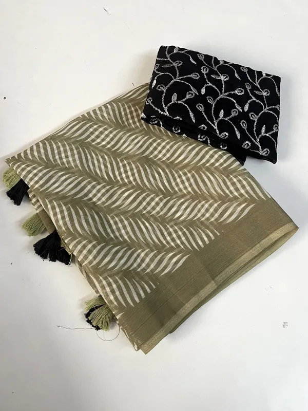 Geometric_Print_Daily_Wear_Chiffon_Saree_(Green)