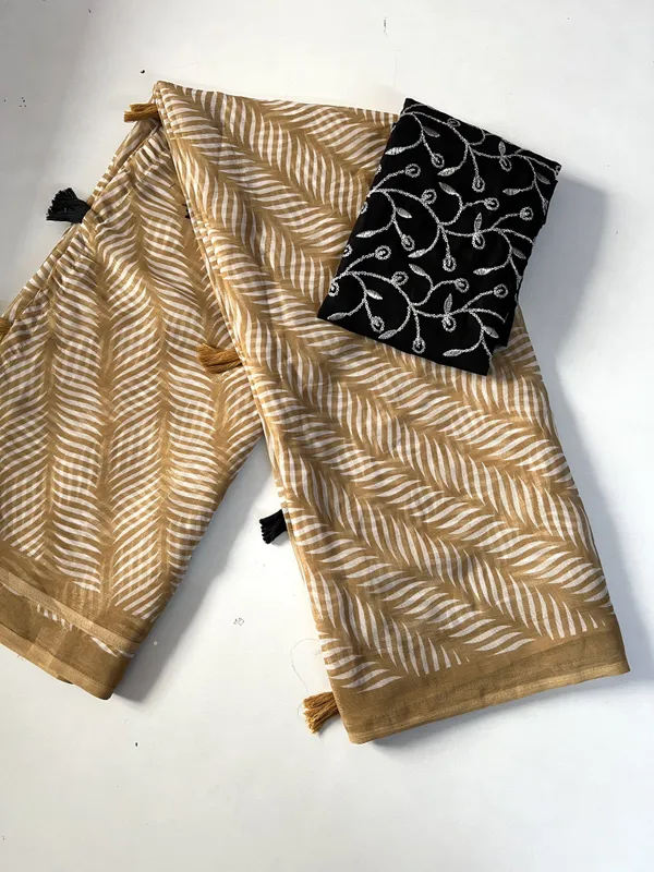 Geometric_Print_Daily_Wear_Chiffon_Saree_(Yellow)