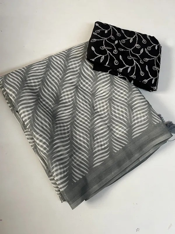 Geometric_Print_Daily_Wear_Chiffon_Saree_(Grey)