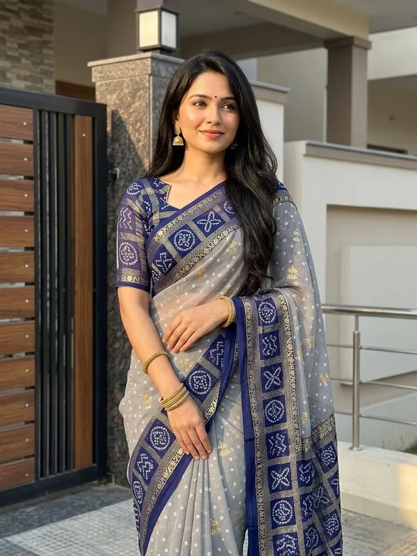 Printed,_Embellished_Bandhani_Chiffon_Saree_(Grey)