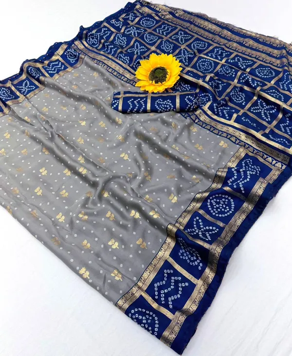 Printed,_Embellished_Bandhani_Chiffon_Saree_(Grey)