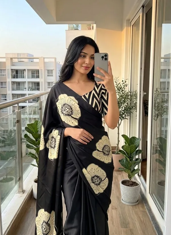 Floral_Print,_Printed_Assam_Silk_Crepe_Saree_(Black)