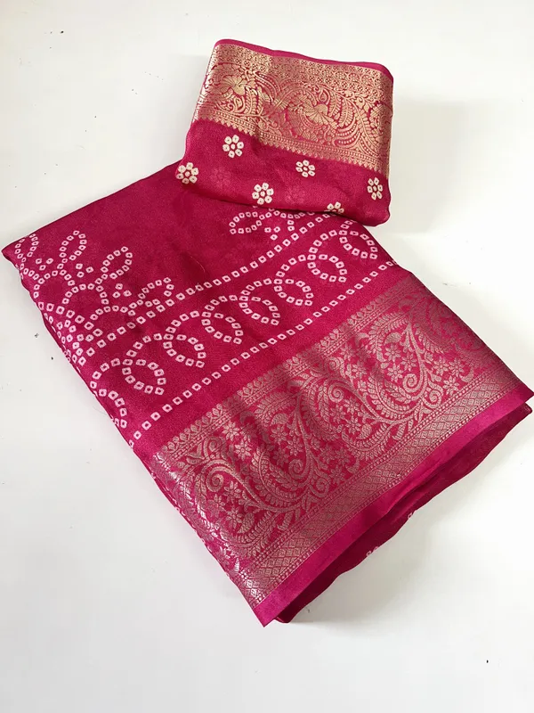 Woven_Bandhani_Art_Silk,_Silk_Blend_Saree_(Red)