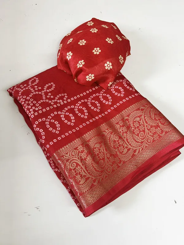 Woven_Bandhani_Art_Silk,_Silk_Blend_Saree_(Red)