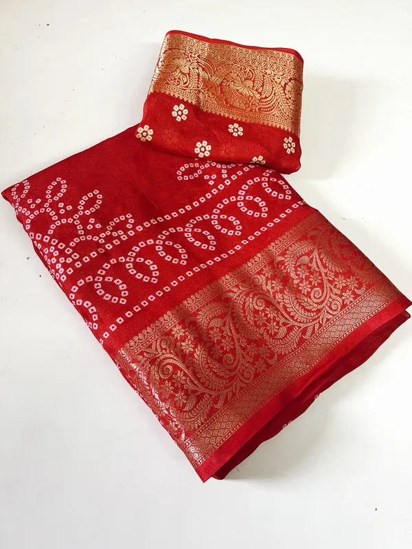Woven_Bandhani_Art_Silk,_Silk_Blend_Saree_(Red)