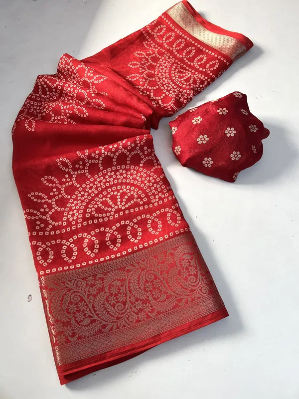 Woven_Bandhani_Art_Silk,_Silk_Blend_Saree_(Red)