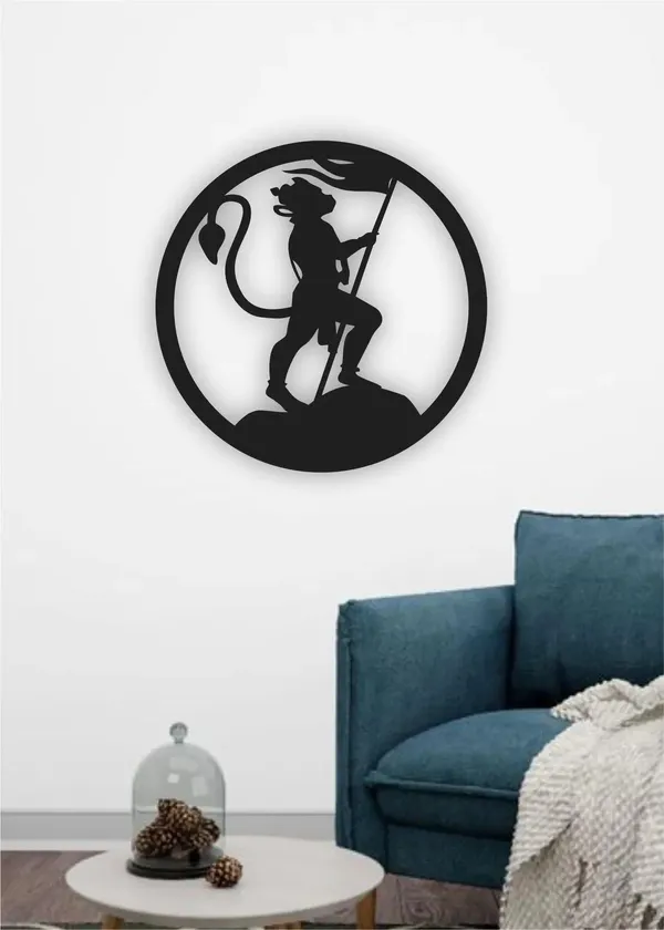 Metal_Devotional_Hanuman_Silhouette_Circular_Wall_Art